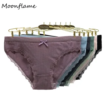 Moonflame, 5 бр./лот, безшевни памучни гащи, спортни удобни обикновен дамски бикини