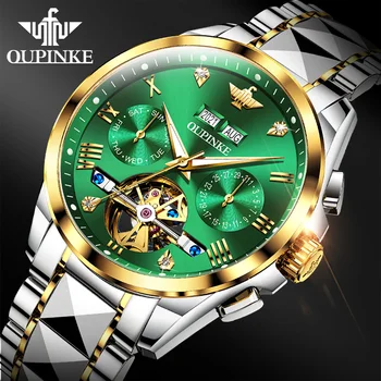 OUPINKE, нови мъжки механичен часовник за гмуркане, от висок клас марка, tourbillon, водоустойчив, сапфировые, с нежна дата, бизнес автоматично мъжки часовник