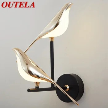 OUTELA Nordic Стенен Ретро лампа Прост led Креативен дизайн на Птица, Отточна тръба на шарнирна връзка Декоративен За Хола на хотела, Спалня, аплици