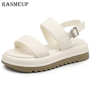 RASMEUP/ Модни дамски обувки 2022 година, Универсални Дамски Сандали, Мини Натоварват Танкетке Средни, Луксозни Многоцветни Удобни Обувки На Платформа За Момичета
