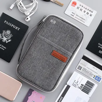RFID анти-кражба на чанта за карти, пътнически портфейл, чанта за паспорт, катионная водоустойчива чанта за документи, богат на функции преносима чанта за съхранение
