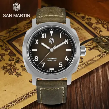 San Martin 40 мм Реколта прости класически мъжки часовник YN55, автоматични механични ръчни часовници, Сапфировая кожата, 10 бара, Diver BGW9, светещи