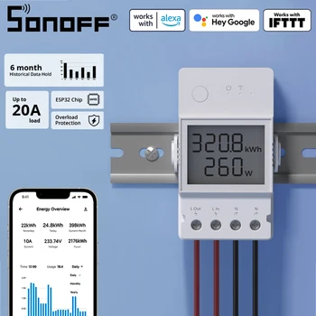 SONOFF POW Elite 16A/20A електромера Smart Switch Wifi Умен Дом LCD екран, Работи С приложение на Алекса Google Home eWeLink