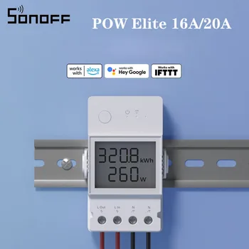 SONOFF POW Elite електромера Wifi Ключ за Защита от претоварване LCD Екран Сензор мощност 16A/20A Работи С Алекса Google Home