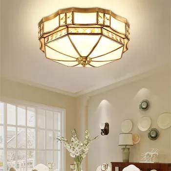 TEMAR Модерен Ретро творчески Месинг тавана лампа, Луксозни led медни лампи, декорация за дома, спални, веранда