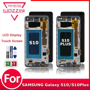 TFT Дисплей За Samsung Galaxy S10 SM-G973F SM-G973U SM-G973W S10 Plus G975F/DS LCD сензорен дисплей, Дигитайзер, с Рамка Тестван