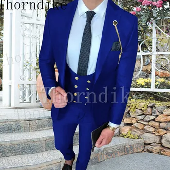 Thorndike, най-новите висококачествени мъжки костюми на кралския син с ревера хит на продажбите, модерен случайни блейзър на една пуговице