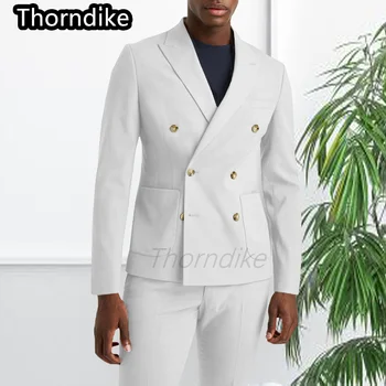 Thorndike, Нов мъжки костюм по поръчка от Шивач, Двубортный Всекидневен костюм с ревери Four Seasons, комплект от 2 теми (палта + панталони)