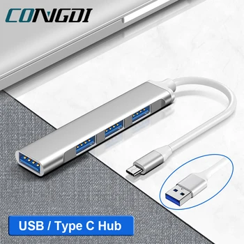 USB-ХЪБ 3,0 + 2,0 4 порта USB сплитер, Зарядно устройство, USB C-hub, за Телефони Macbook Pro Air Mi PC, Аксесоари за преносими компютри Type C-HUB
