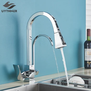 Uythner Waterfilter Кранове с кухненски смесител с двойна дръжка с миксер на бортике с въртене на 360 градуса, Функцията за пречистване на вода кран