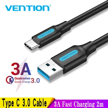Vention USB Type C Кабел 3A За бързо зареждане USB 3.0 Кабел за Samsung Galaxy S9 S10 Huawei P20 10 Pro Type-C Кабел за зареждане на данни 3m