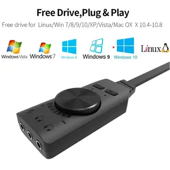 Virtual 7.1-канална звукова карта GS3 USB Адаптер с Аудио 3.5 мм Слушалки за лаптоп Dropship