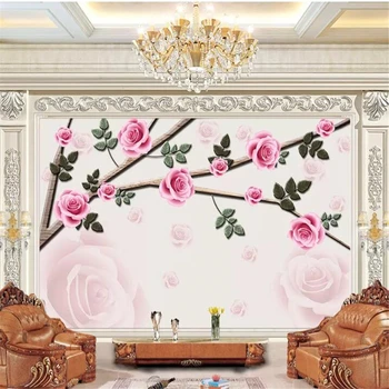 wellyu papel de parede para quarto Тапети по поръчка Красив романтичен цвете дърво хол ТЕЛЕВИЗИЯ фон монтаж на стена за украса