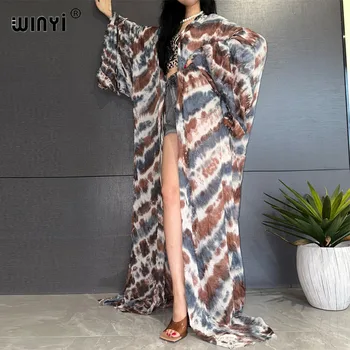 WINYI/ново Богемное елегантна рокля с принтом под формата на тай-боя, Африкански жилетки, Връхни Облекла За Жени, Лятна Плажно Облекло, Бански костюм, Кимоно