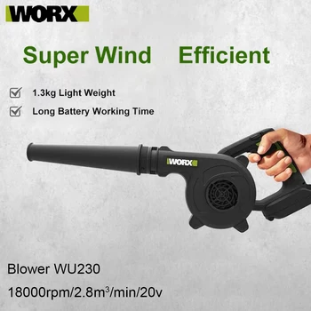 WORX Безжичен Bolwer WU230 20V Макс 18 000 об/мин и 2,8 cfm Акумулаторна литиева батерия С обща акумулаторна платформа 20v