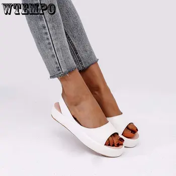 WTEMPO/летни дамски сандали, модерни сандали на равна подметка с рибено уста, дамски обувки големи размери, на едро, Директен доставка