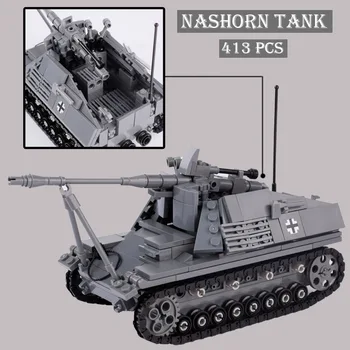WW2 Nashorn Sd.Kfz.164 Танк Строителни блокове на германското Военно оръжие фигурки на войници на Армията на бронирани превозни средства DIY тухли детски играчки