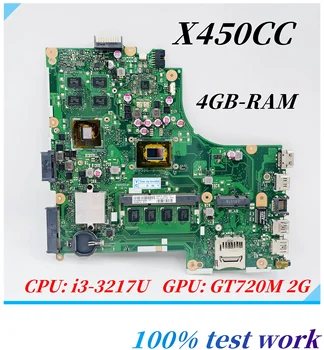X450CC Основна такса за лаптоп ASUS Y481C X450CC A450C K450V X450C дънна платка с процесор i3-3217U GT720M 2G 4GB-RAM 100% тестова работа