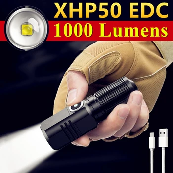 XHP50 LED USB C Акумулаторна Мини-Работни Светлини 16340 18650 Акумулаторен Фенер 1000lm Мощен Фенер EDC Мащабируем Ключодържател