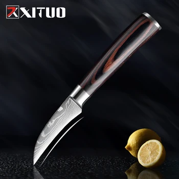 XITUO 3,5-инчов Кухненски нож на главния готвач, Плодов нож, Нож за почистване на зеленчуци, 7Cr173, Цвят на копията от неръждаема стомана, дървена дръжка, Инструмент за готвене, Нови