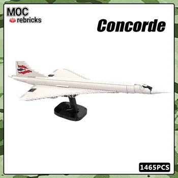 Авиационен самолет серия MOC Градивен елемент на Свръхзвуков самолет Конкорд Модел на пътнически самолет Тухли Играчки за подарък на детето си за рождения Ден