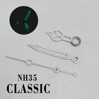 Аксесоари за стрелки часовник с три стрелки, кухи зелени светещи часовници, подходящи за механизъм NH35 NH36