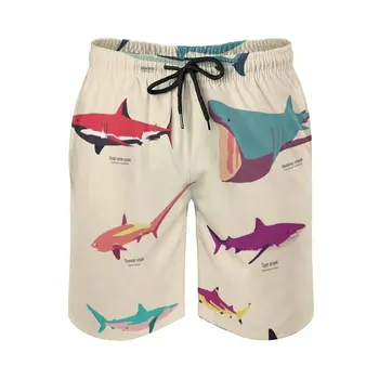 Акула бързо съхнещи летни мъжки плажни шорти Гащи за мъже, Спортни панталони, Шорти Акули Животни Природата Биология плажни шорти