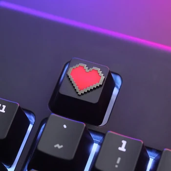 Алуминиева капачка за ключове с пиксельным сърце за Cherry Mx Gateron Kailh Box TTC Cross Switch Механична клавиатура Метална капачка за ключове с подсветка