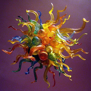 Антикварное подвесное осветление Дизайнерски полилей от бластване стъкло ръчна изработка, боядисана лампа в стил ар-деко