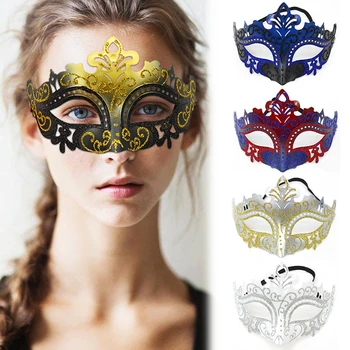 Бал за грим, парти във Венеция, Хелоуин, Карнавал, светеща маска за очи от половината от лицата, crown, мъжки и дамски официални аксесоари, реквизит