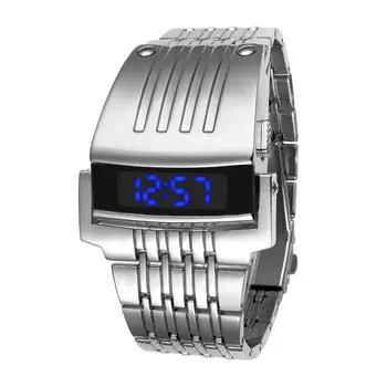 Безплатна Доставка 2020 Led цифров часовник, мъжки спортни часовници, черно електронни часовници е от неръждаема стомана, модерен led големи часовници