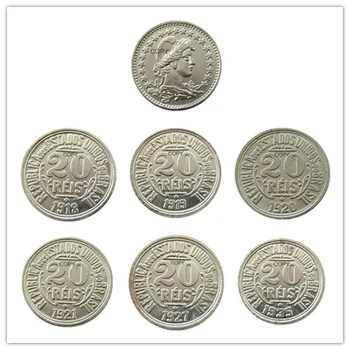 Бразилия Комплект (1918-1935) 6 броя никелированных монети, деноминирани 20 рийз