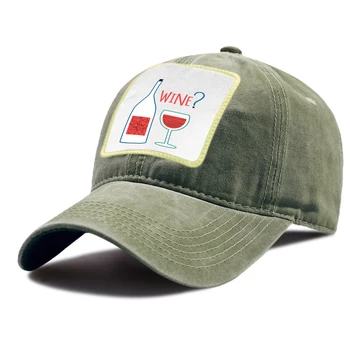 Бутилки и чаши -това е бейзболна шапка с принтом вино унисекс, потертая реколта ежедневни шапка, модерен мъжки шапки в стил хип-хоп