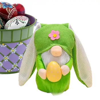 Великден заек Джудже Пролетни Великденски декорации Плюшено зайче Джудже с яйце ръчно изработени, фигурка на елфа в скандинавски стил, джудже