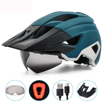 Велосипеден Шлем С Предното Стъкло 57-61 см, Велосипеден Шлем, USB Задна Светлина, Постоянен Термичен Блок, Мъжки Дамска Мода, Кормило Обзавеждане