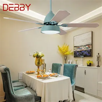 Вентилатор на тавана DEBBY с подсветка на дистанционното управление 3 цвята LED Модерна дървена нож за домашна трапезария Спалня дневна