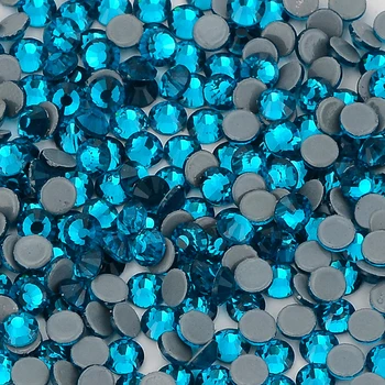 Висококачествен син индикатор с плоска задна част, преработени кристали и Стъклени Кристали гореща фиксация, кристали, Чанта за дрехи, Обувки, Кристал за дизайн на ноктите