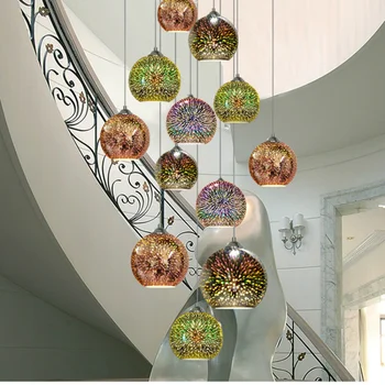Висящи лампи огледален стъклена топка с фейерверковым абажуром окачен лампа за ресторант-лофта, бар, трапезария, кухненски остров