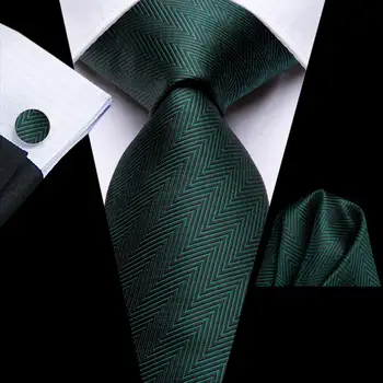 Вратовръзка за мъжете Тъмно Зелен монофонични 2023, Нов модната марка, колекция от вратовръзки за сватбени партита, Ръчни копчета за ръкавели, Подарък на едро от дизайнер Hi-Тай