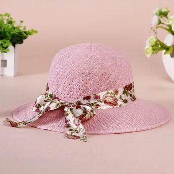 Дамска Сламена шапка, завързана с панделка и лък, сгъваеми слънчеви шапки с широка Периферия, Панама за момичета, Летни улични плажни шапки