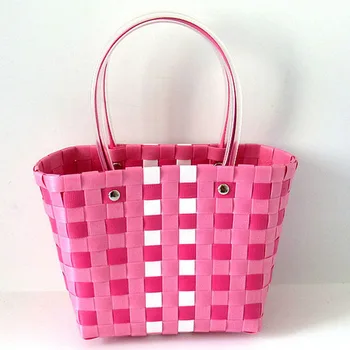 Дамска чанта прост дизайн 2023, нова тканая дамска чанта, модерна чанта ярки цветове, чанта за пазаруване, лятна плажна чанта