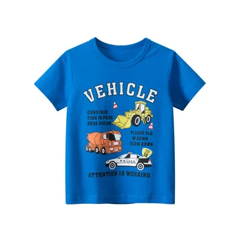 Детски Дрехи за деца от 1 до 9 години, тениска за момчета, памучен лятна тениска за бебета, детска тениска с принтом автомобили, дрехи с къс ръкав