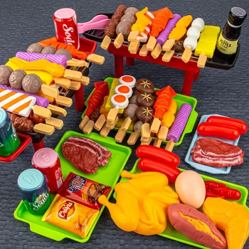 Детски Игри къща, набор от играчки за барбекю, кухненски ролеви игри, играчки за готвене, имитация на хранене, комплект прибори за барбекю, подаръци за cosplay, игра