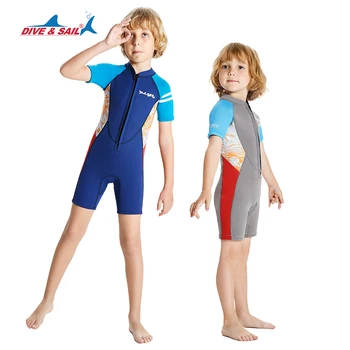 Детски костюми за момичета и момчета, неопрен за деца от 2,5 mm, младежки неопреновый костюм с цип отпред, който запазва топлината за водна аеробика, гмуркане, сърф
