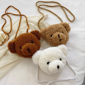 Детски плюшен чанта с сладък мечок, мультяшные чанти-незабавни посланици, плюшени портмонета kawaii за малки момчета и момичета, раница с чучелами животни