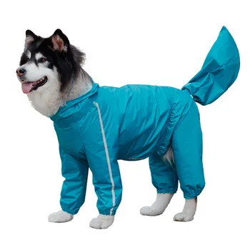 Дъждобран за по-големи кучета, непромокаеми дрехи за дъжд с калъф за опашката за средни кучета, градинска дрехи за домашни любимци, палто