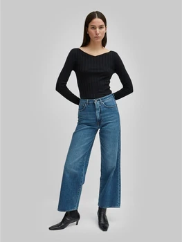 Дънкови панталони 2022, нови обикновен дамски ежедневни панталони деним от 100% памук, свободни и не растягивающиеся, дължина до щиколоток, широки