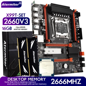 Дънна платка Atermiter X99 Turbo DDR4 D4 в комплект с процесор Xeon E5 2660 V3 LGA2011-3 2 бр. X 8 GB = 16 GB оперативна памет 2666 Mhz Десктоп памет