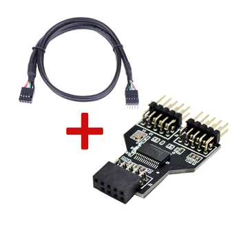Дънна платка USB 9Pin Интерфейс Разделител на Заглавието от 1 до 2 Удлинительный Кабел за Адаптер на 9-Пинов USB-ХЪБ USB 2.0 Конектори за RGB Bluetooth