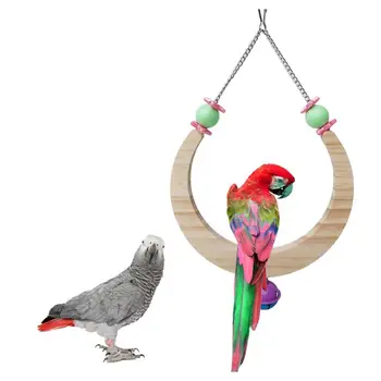 Дървена Камбанка във формата на Луната, Интерактивна стълба-люлки за детски играчки, Parrot Bird